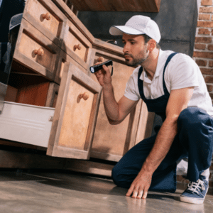 Technician applying eco-safe pest control treatment outdoors